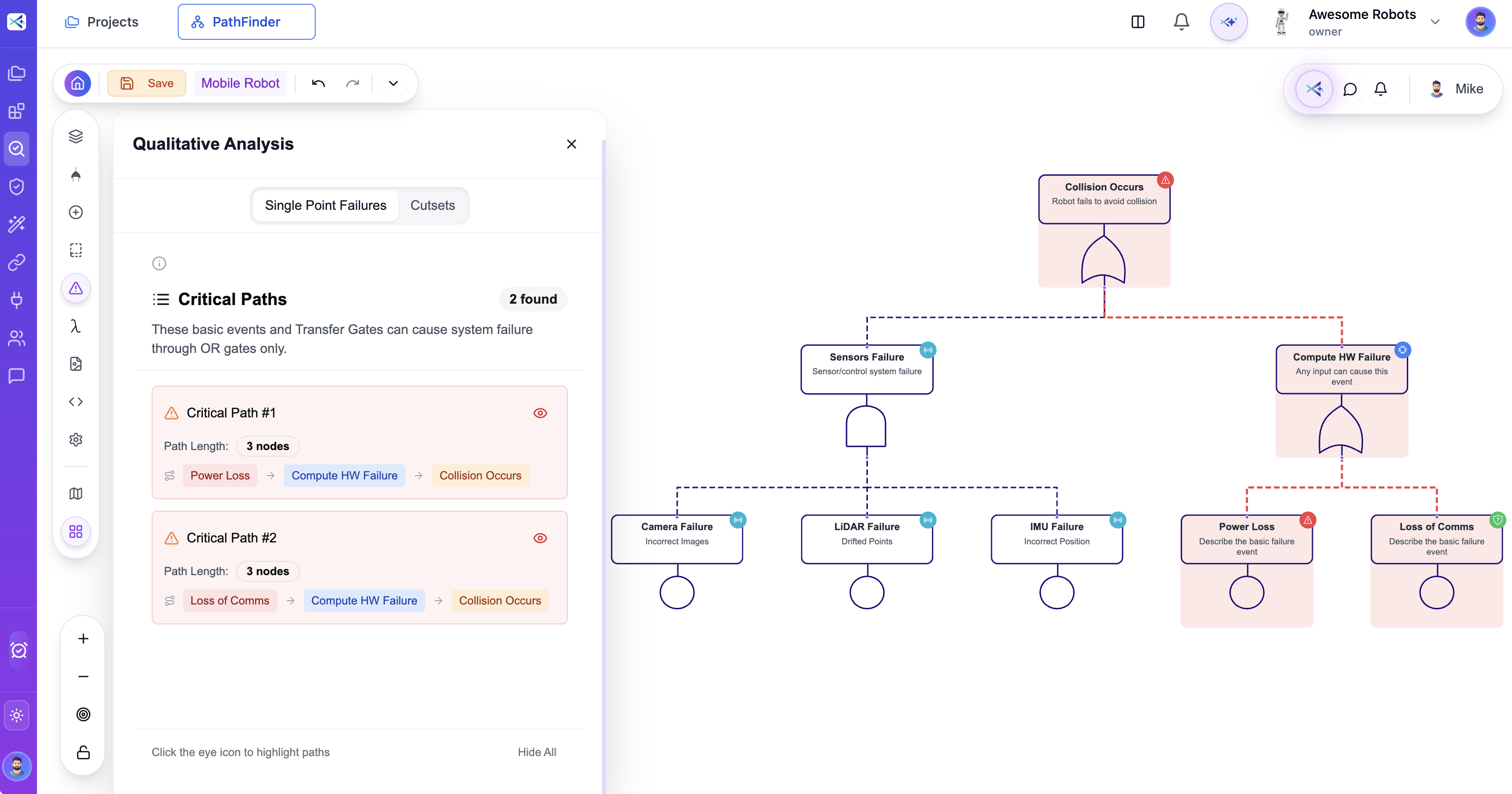 PathFinder - Fault Tree Qualitative Analysis